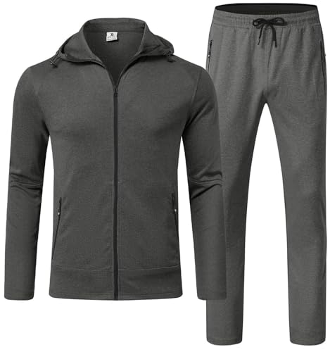 Rdruko Trainingsanzug Herren Jogginganzug Set Sportanzug mit Kapuze Freizeitanzug Langarm Männer Tracksuit für Gym Fitness - Dunkel Hanfgrau, XXL Rdruko Trainingsanzug Herren Jogginganzug Set Sportanzug mit Kapuze Freizeitanzug Langarm Männer Tracksuit für Gym Fitness - Dunkel Hanfgrau, XXL