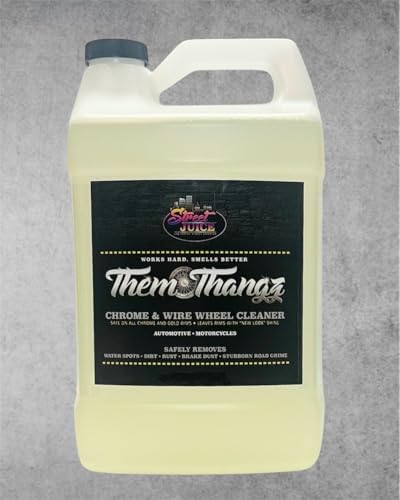 Them Thangz TT-1 Street Juice Products Chrome & Wire Wheel Cleaner Safe for Chrome, Gold, & Powdercoated Wheels Perfect for Cars, Trucks, & Motorcycles - 128 fl oz