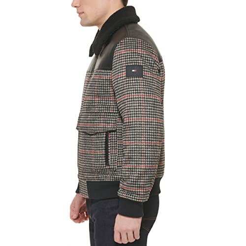 Image of Tommy Hilfiger Mens Mixed Media Wool Blend Sherpa Collar Bomber