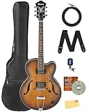 Ibanez AF55 AF Artcore Hollow Body Electric Guitar - Tobacco Flat Bundle with Gig Bag, Tuner, Strap, Cable, Austin Bazaar Instructional DVD, and Polishing Cloth