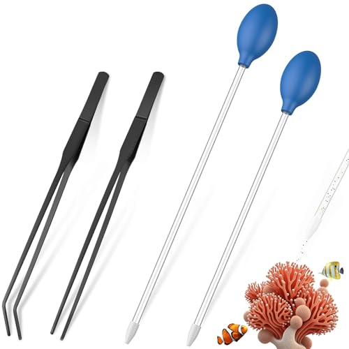 KABASI 4 in 1 Aquarium Coral Feeder Kit, 2PCS Coral SPS HPS Coral Feeder with 2PCS Tweezers, Long...