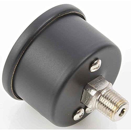 Jegs Fuel Pressure Gauge | 1.5” Diameter | Liquid Filled | 0-100 Psi | Carbon Fiber-Look Dial | 1/8 “ Npt Male Fitting | After Dark Series Black Case & Bezel #TOP1