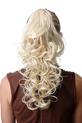 WIG ME UP - C-128-88E Toupet Coda di cavallo Lunga Voluminosa Riccia Biondo chiaro Biondo molto chiaro 45 cm