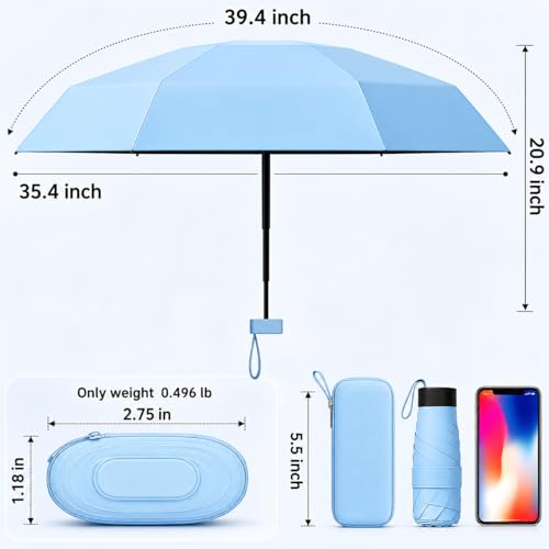 Image of Stylish UV Protection 3 Fold Umbrella for Men Women & Kids | Big Size Compact Travel Design with Windproof Frame and Carry Case