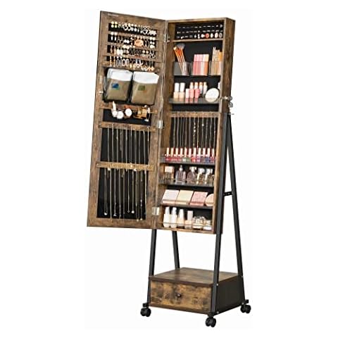 SONGMICS Jewelry Cabinet Floor Standing Organizer Cover