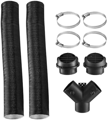 VEVOR Diesel Heater Pipe Duct Vent Kit, 3-inch Heater Pipe Warm Air Outlet Vent Set with Y-Shaped Connector & Air Duct Clamps, Parking Heaters Air Ducts Vent Kit for 2KW 5KW 8KW Diesel Heaters, Black