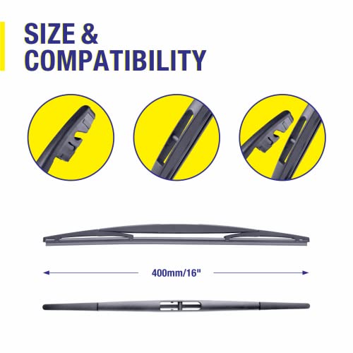 Image of 5 PLUS Rear Wiper Blade 16 inch(16-B Pack of 2), Replacement for Honda Odyssey 2022-2005 Passport 2021-2019 /Subaru Forester 2005-2004 Impreza 2011-2009 2004 Outback 22-20 Back Windshield +More
