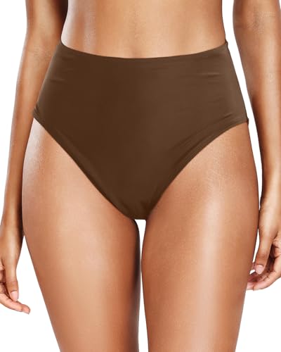Image of Tempt Me Womens High Cut High Waisted Bikini Bottoms Tummy Control Bathing Suit Bottoms Swim Bottom Swimsuit Bottom