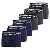 JACK & JONES Boxershorts Herren 6er Pack Basic Trunks Boxer Stretch Unterhosen Unterwäsche Retroshorts Set Baumwolle Schwarz Rot Grün Blau Grau L, Größe:L, Farbe:Pack 5