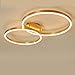 Produktbild LED Deckenleuchte Gold Runde Ringe 2-Flammig Deckenlampe Dimmbare Fernbedienung Deckenbeleuchtung Wohnzimmerlampe Schlafzimmer Kronleuchter Kinderzimmer Lampe Küche Flur Decke Leuchte,Ø60+50~55w