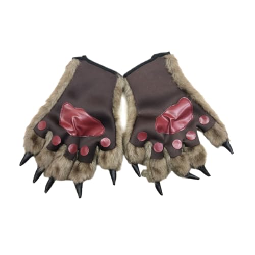 Guantes de pata de animal de felpa cómodos para solucionar disfraces rápidos de hombre