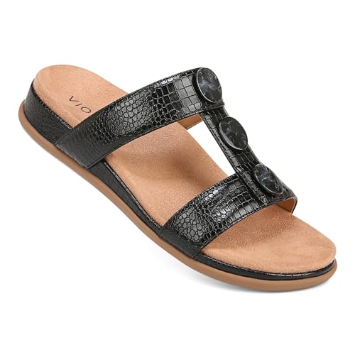 Vionic Serra Women's T-Strap Slip-on Supportive Sandal Black - 12 Wide2