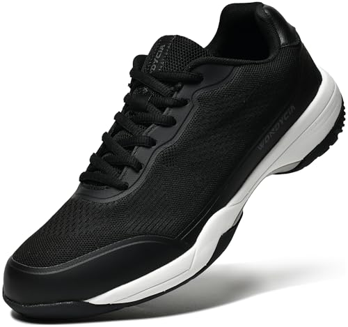 Image of Men's Hard Court Tennis Shoes, Carbon Fiber Midfoot Plate for Stability, Non-Marking Anti-Slip TPU Outsole, Breathable Mesh Upper, Size 8-12
