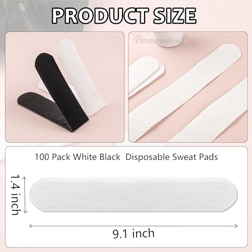 Image of Framendino, 100 Pack Disposable Sweat Pads Golf Hat Liner Cap for Makeup Sports