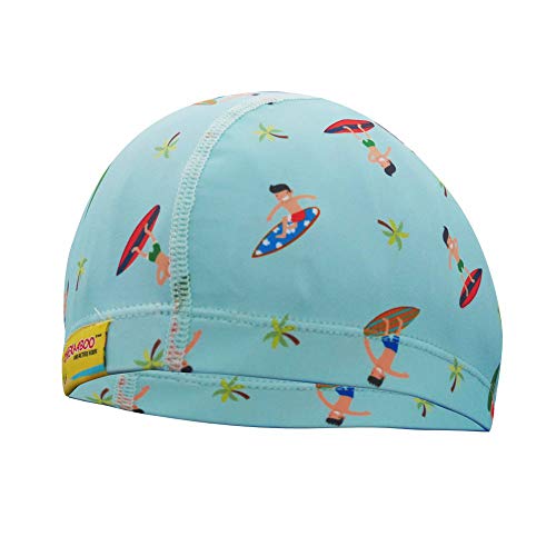 Cheekaaboo Swim Cap for Toddler and Kids, Age 2-6 (Navy Blue/Surfer)