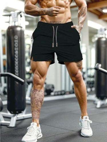 Men's Casual Drawstring Sports Shorts with Zippered Pockets, Fashion Summer Quick Dry Running Shorts, Soft and Comfortable3