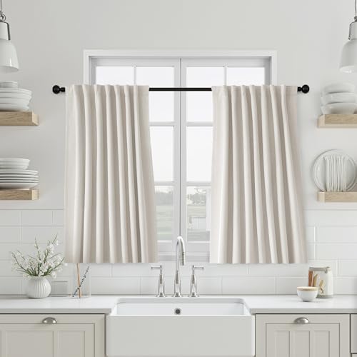 UHITECH Cream Blackout Curtains for Bedroom Small Window 45 Inch