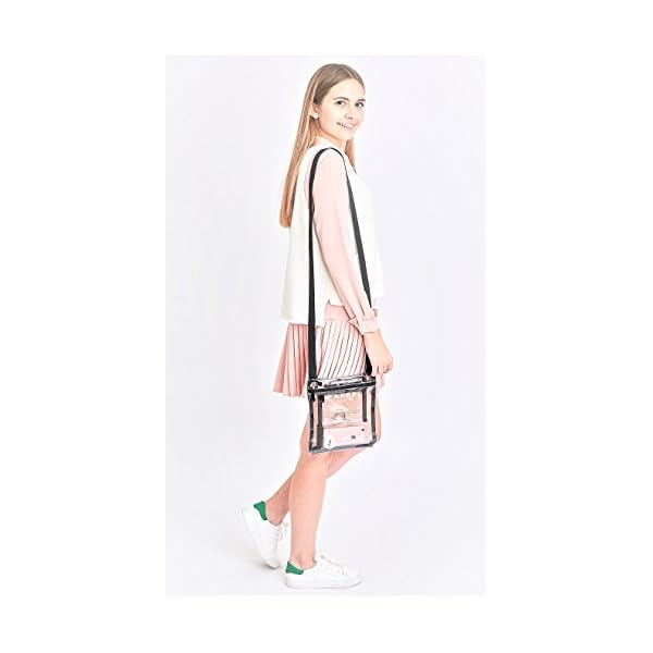Youngever-Clear-Cross-Body-Purse-Stadium-Approved-Clear-Vinyl-Bag-Adjustable-Cross-Body-Strap-Extra-Inside-Pocket Youngever Clear Cross-Body Purse, Stadium Approved Clear Vinyl Bag, Adjustable Cross-Body Strap, Extra Inside Pocket (Pack of 2)