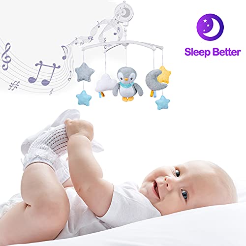Baby Musical Mobile With Lullabies Music Box, Rotating Penguin Mobile Soother Crib Toy, Gift For Baby Nursery Bed Decoration For Newborn Boys And Girls #TOP5