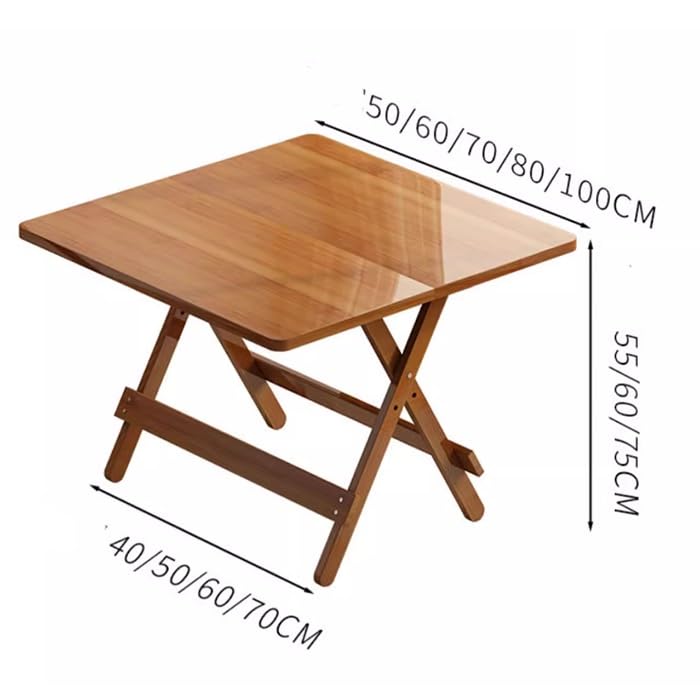 Tavolo da Patio in Legno Naturale Pieghevole 100x100x75cm Resistente alle Intemperie
