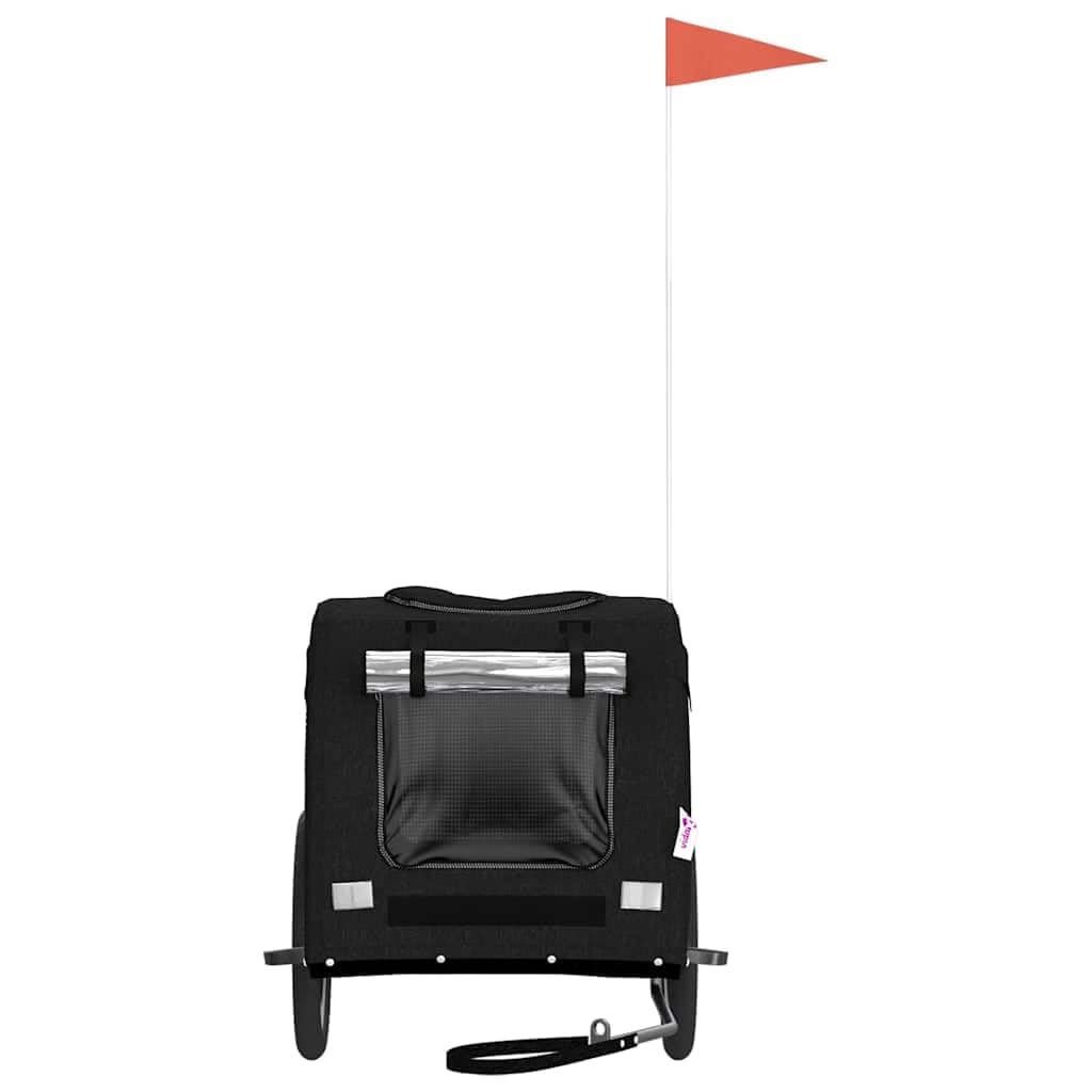 Fahrradanhänger Hunde Schwarz Oxford-Gewebe Eisen robust klappbar faltbar mit Netzfenster und Belüftung ideal für Hundebuggy Katzenbuggy Petstroller Outdoor Transportwagen Reise