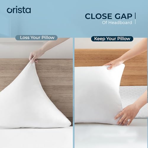 Image of Orista Memory Foam Bed Wedge Headboard Mattress Gap Pillow | Gap Filler 0-8 Inch Between Headboard and Mattress with Side Pockets| King Size 78 x 10 x 6 Inch | Skin Friendly Cover