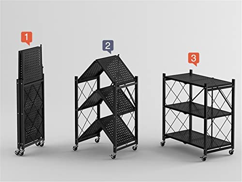 Niuyao 5 Tier Foldable Shelving Unit With Wheels, Freestanding Metal Storage Shelf Heavy Duty Standing Shelves Units For Home Kitchen Bakers Closet Pantry -Blue 28" L X 14.2" W X 63.4" H #TOP6