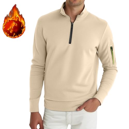 CRNTCEM Quarter Zip Golf Pullover for Men Thermal Gym Workout Tops Long Sleeve Work Casual Athletic Cargo Sweatshirts2