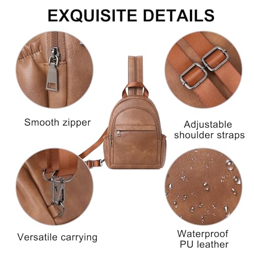 Image of CLUCI Sling Bag for Women Leather Women's Backpack Small Convertible Backpack Purse Crossbody Bag for Travel