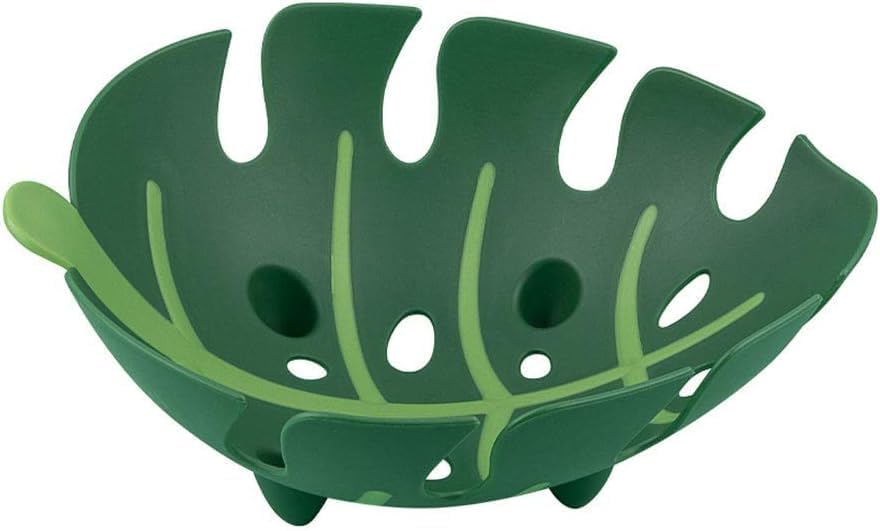 BuntyChiku Sunshine Enterprise Plastic Classic Leaf Shape Fruit, Vegetable Bowl and Strainer for Wash and Store (Green)