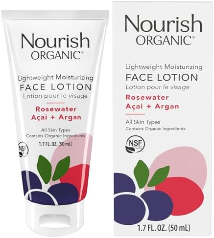 Nourish Organic Face Lotion, Rosewater Acai + Argan