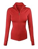 makeitmint Women's Comfy Zip Up Stretchy Work Out Track Jacket w/Back Pocket
