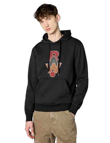 G-STAR Raw Men's Premium Graphic Hoodie,Dark Black,Medium