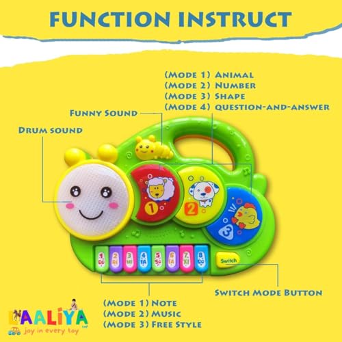 Image of Toddler Musical Keyboard Piano Toy - Drum Sounds, Fun Melodies, Animal Buttons & Light-Up Keys | Early Learning Music Toy for Boys & Girls Ages 2 to 5+