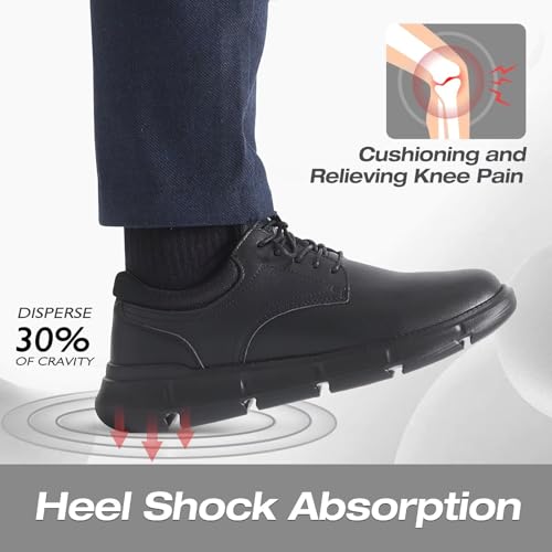 XPACS Men's Orthopedic Leather Dress Walking Shoes: Comfortable Arch Support Orthotic Plantar Fasciitis Business Casual Oxford, Flat Feet Formal Tennis Work Shoes for Foot and Heel Pain Relief3