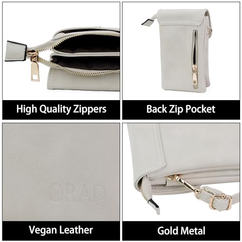 ORAD Small Crossbody Bags for Women Leather Cell Phone Bag Wallet Purses Adjustable Strap with Credit Card Slots3
