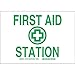 Brady 73677 Fiberglass "First AID Station" Sign, 10" Height x 14" Width, Green/White