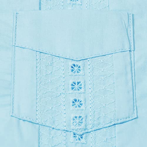 Jogal Boys Guayabera Shirts Cuban Short Sleeve Casual Button Down Beach Shirt Skyblue 10 #TOP4