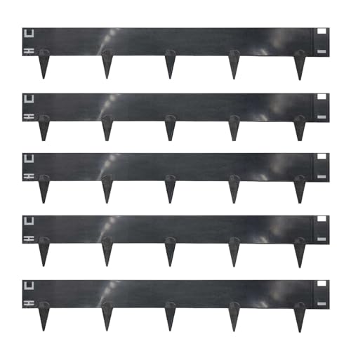 Nicoman 5M Anthracite Lawn Edging Border,Pre-Rusted Galvanised Steel Garden Border Edging, Easy to install Flexible Grass Landscaping Pathway Edge Strip