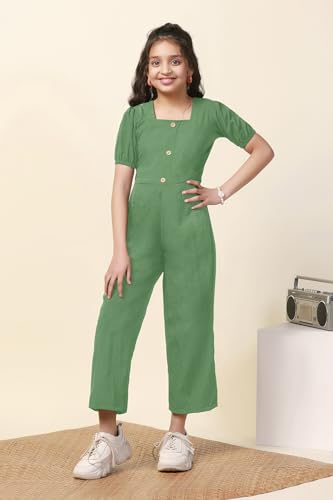 Image of Fashion Dream Girl's Ankle Length Solid Jumpsuit