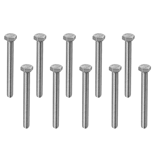 Image of Bettomshin 10Pcs M8 x 80mm Hex Bolts, 304 Stainless Steel 1.25mm Thread Pitch Fully Threaded Metric Hex Head Screw Bolts, Hexagon Screw Bolt, Hex Tap Bolts, Silver, A2-70 (Overall Size 85.3x13x13mm)