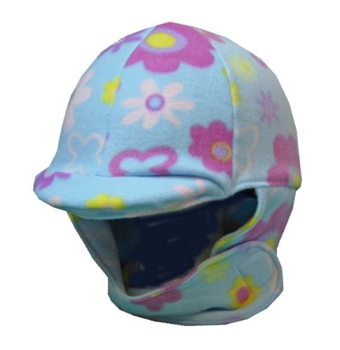 Fleece Equestrian Riding Helmet Cover - Blue Flowers
