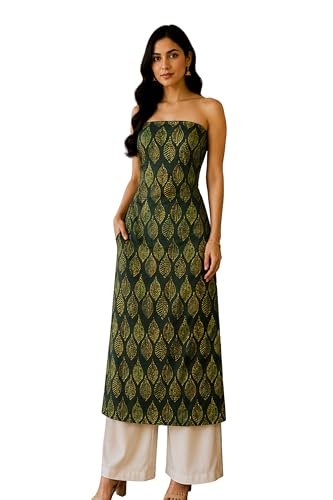 Image of Ethnics of Kutch Women's Ajrakh Modal Silk Natural Dye Hand Block Print Unstitched Kurta Fabric (For Lenght - Refer Bullet Point Below)