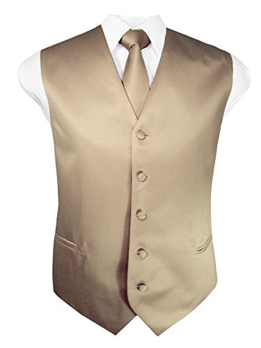Guytalk Mens Solid Tuxedo Suit Vest, Tie and Hanky Set(30 Colors)