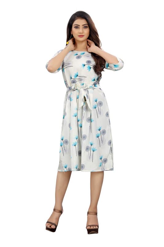 Image of Crepe Floral Print Kurti for Women, Knee Length Dress Dress, Wester Wear