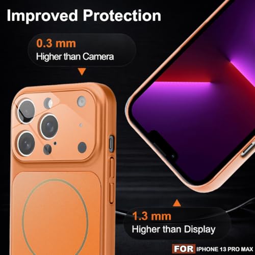 Image of SHINESTAR Premium Luxury Case Compatible with iPhone 13 Pro Max | Protective Back Cover with Camera Lens Safety | Wireless Charging Support | Slim Fit Durable Design | Enhanced Grip Protection Orange