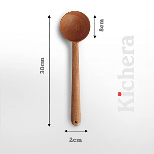 Image of Kichera Neem Wood Compact Ladle, Spatula, Flip Dosa /Roti /Chapati | Kitchen Tools | No Harmful Polish | Naturally Non-Stick | Handmade (Set of 3)