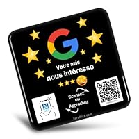 Taraffice NFC-Platte Google-Bewertungen | Kompatibel mit iPhone und Android | Für Unternehmen, Unternehmen, Geschäfte, Restaurants | 10x10cm (Schwarz)