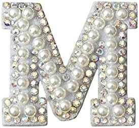 DIY Monograms to Express Your Emotions Pearl Letter Patches Iron On Patch A-Z White Pearl DIY Pearl Rhinestone English Letter Patch Clothes Decor Letter Patch Glitter Alphabet Applique Rhinestone