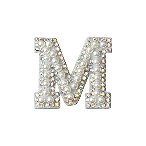 Diy Monograms To Express Your Emotions Pearl Letter Patches Iron On Patch A-Z White Pearl Diy Pearl Rhinestone English Letter Patch Clothes Decor Letter Patch Glitter Alphabet Applique Rhinestone #TOP25